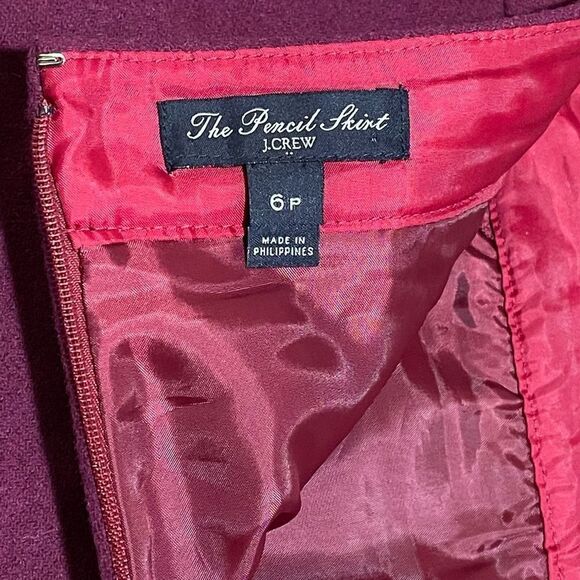 J. Crew Wool Burgundy Pencil Skirt - Picture 5 of 5
